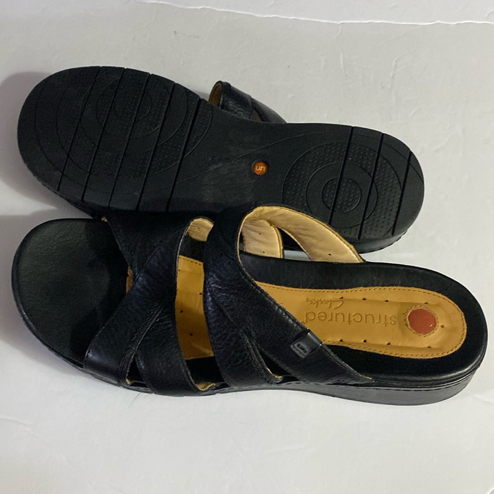 Unstructured CLARKS Sandals, Sz 10, Leather, Slides, Slip on, Classic,Comfort - Picture 12 of 16